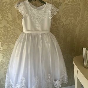 White lace trimmed gown